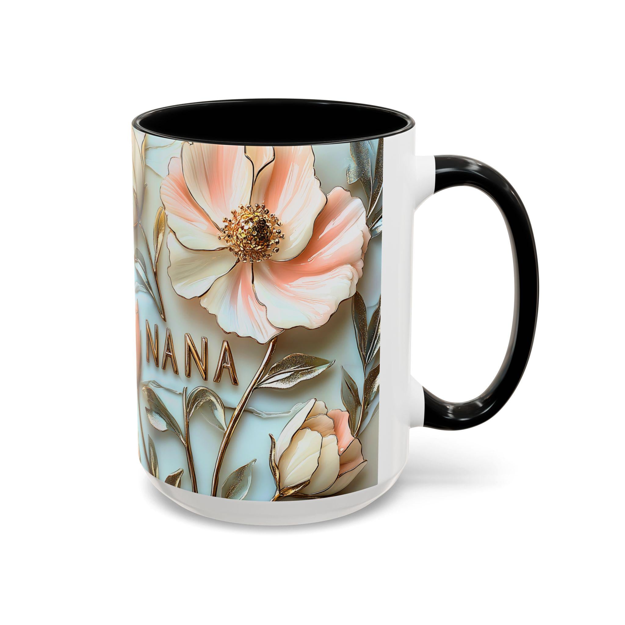 LELORESTORE Floral Stained Glass Style Nana Mug Ceramic Coffee Cup