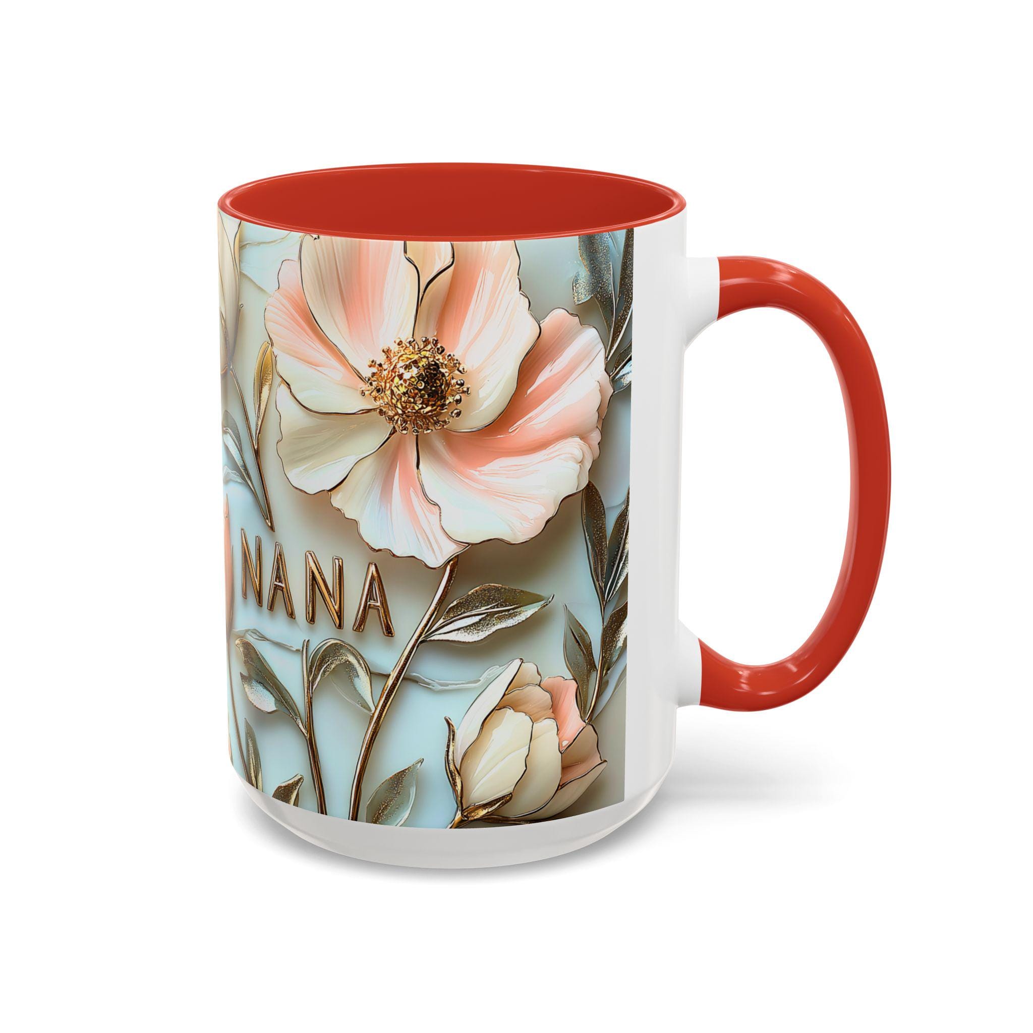 LELORESTORE Floral Stained Glass Style Nana Mug Ceramic Coffee Cup