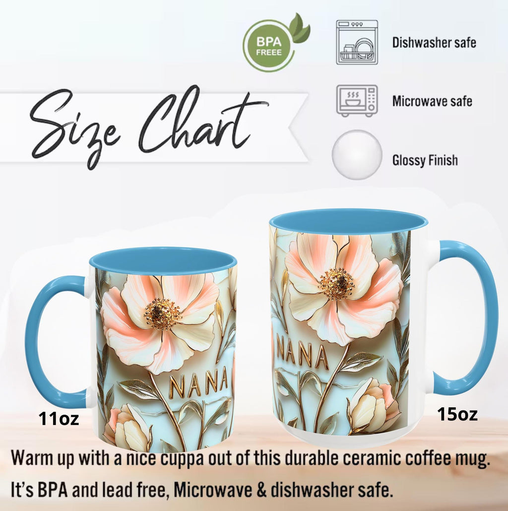LELORESTORE Floral Stained Glass Style Nana Mug Ceramic Coffee Cup