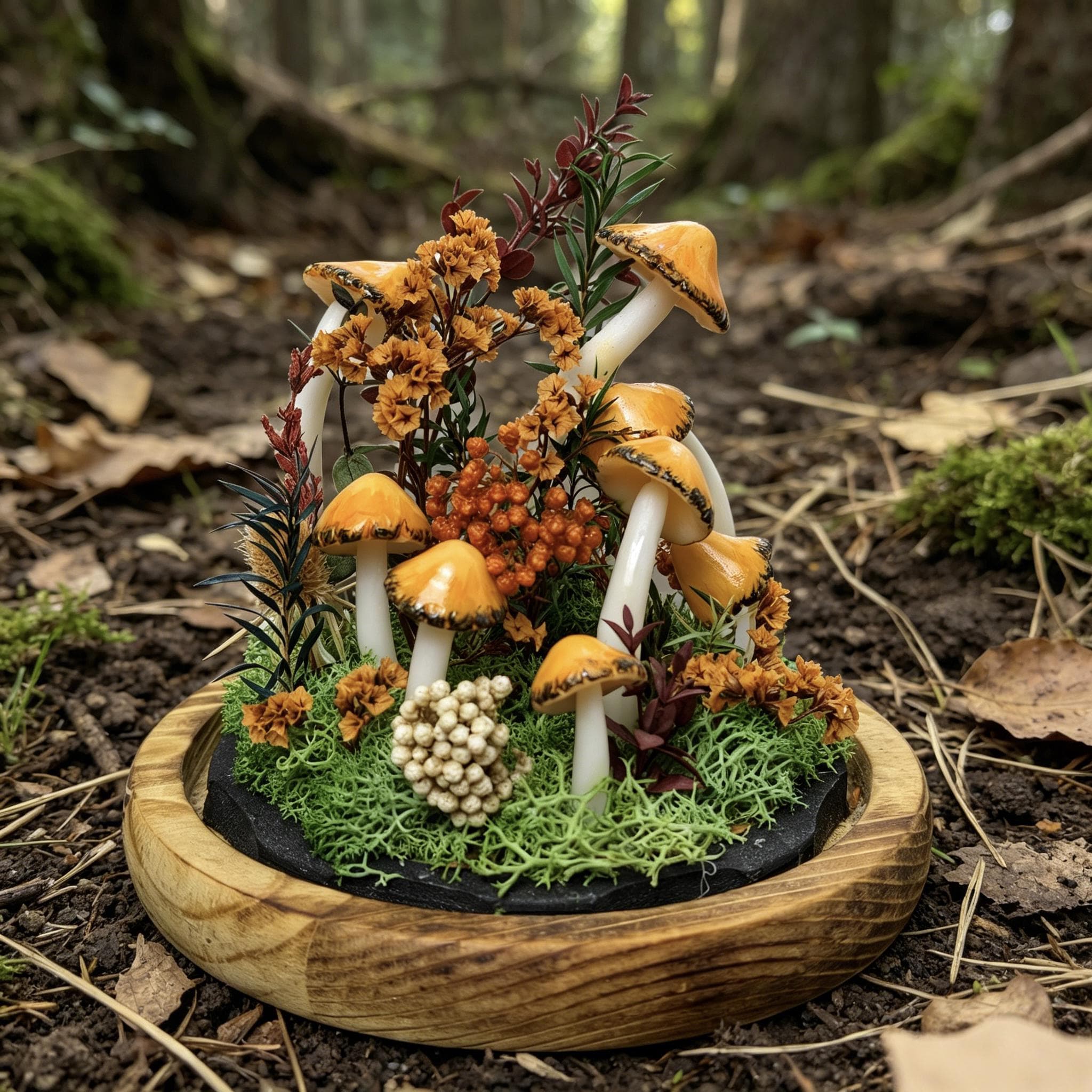 StarlitCarat Orange Mushroom Lamp Night Light 6.3in 2200K Battery