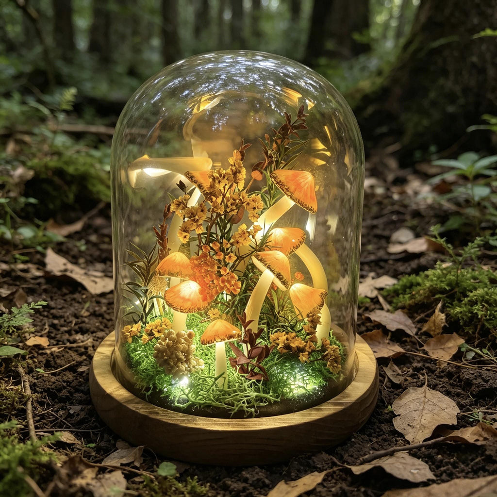 StarlitCarat Orange Mushroom Lamp Night Light 6.3in 2200K Battery