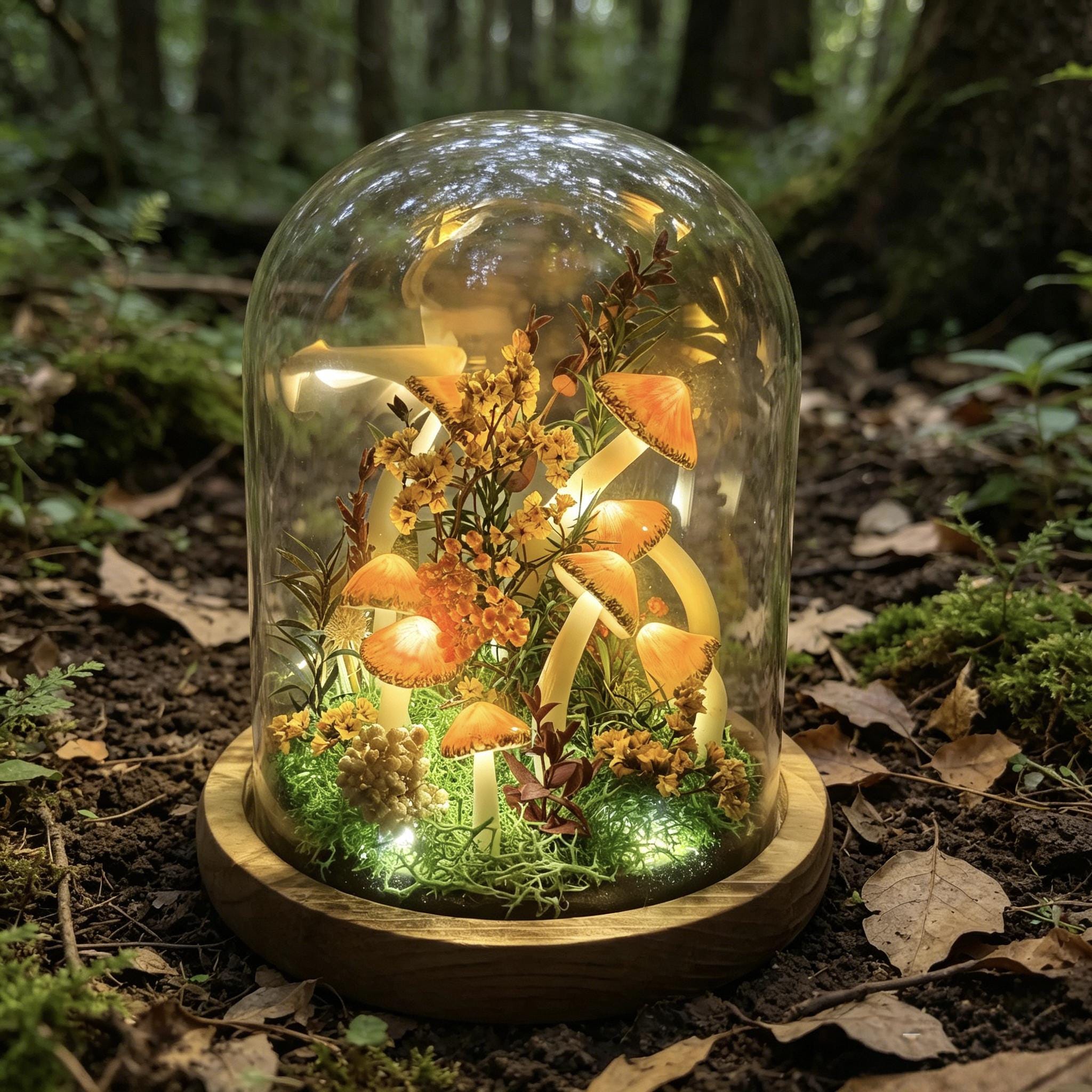 StarlitCarat Orange Mushroom Lamp Night Light 6.3in 2200K Battery