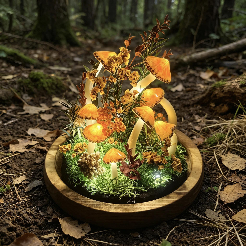 StarlitCarat Orange Mushroom Lamp Night Light 6.3in 2200K Battery
