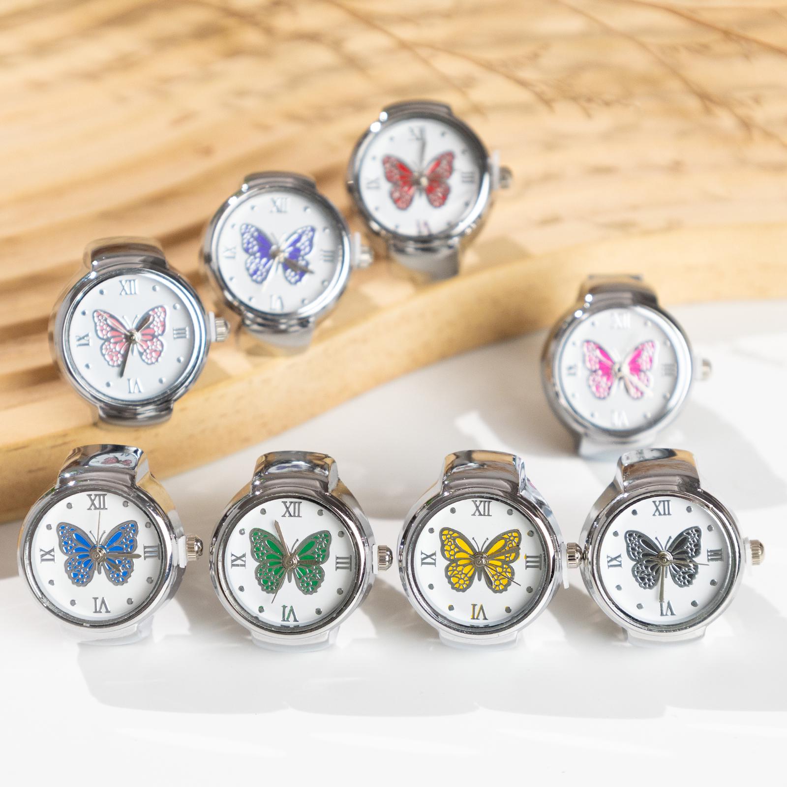 Oryeia Butterfly Ring Watch Quartz Analog Adjustable Stretch Band