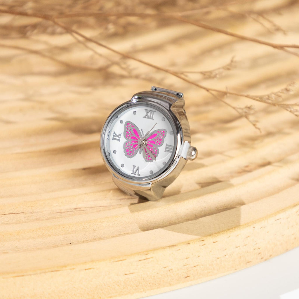 Oryeia Butterfly Ring Watch Quartz Analog Adjustable Stretch Band