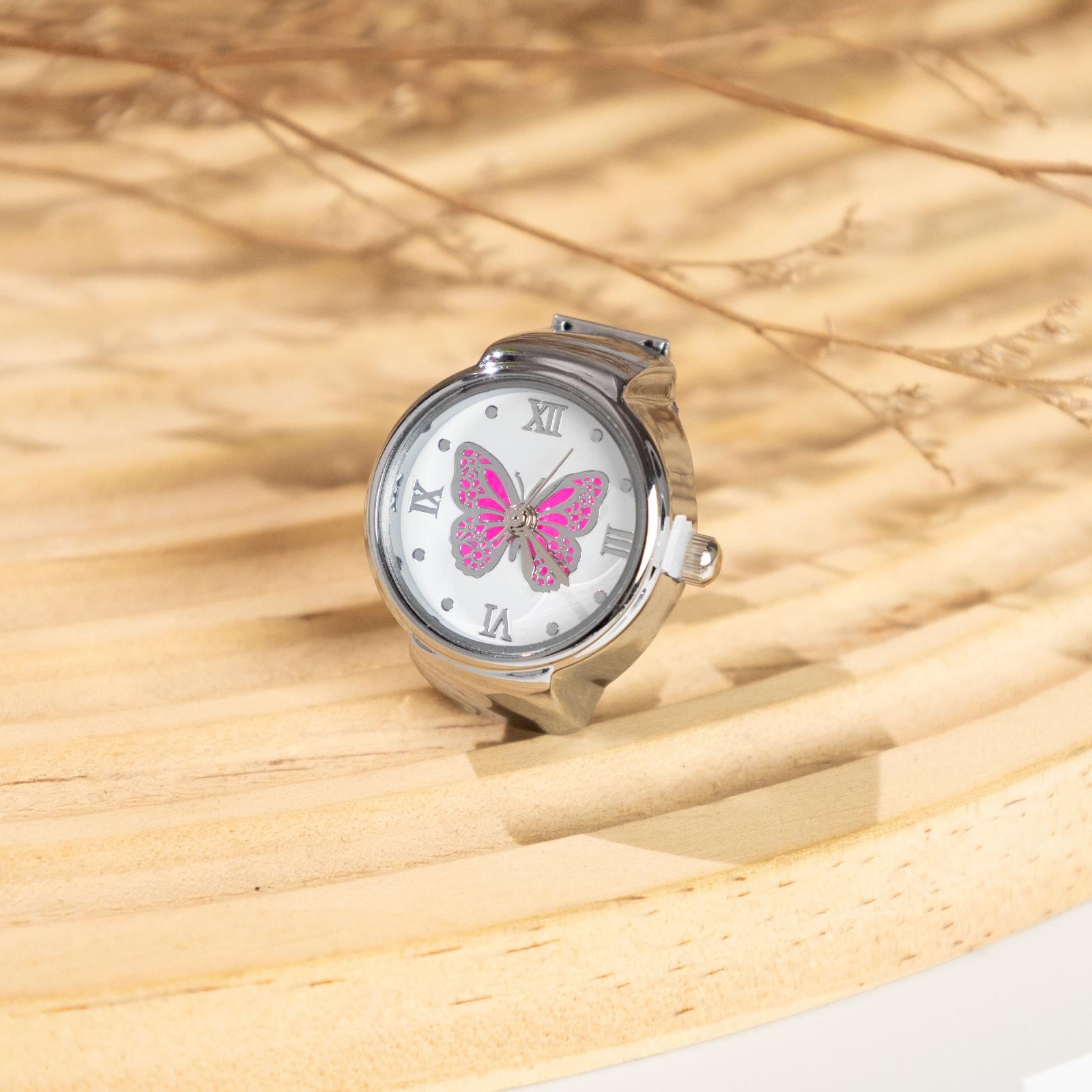 Oryeia Butterfly Ring Watch Quartz Analog Adjustable Stretch Band