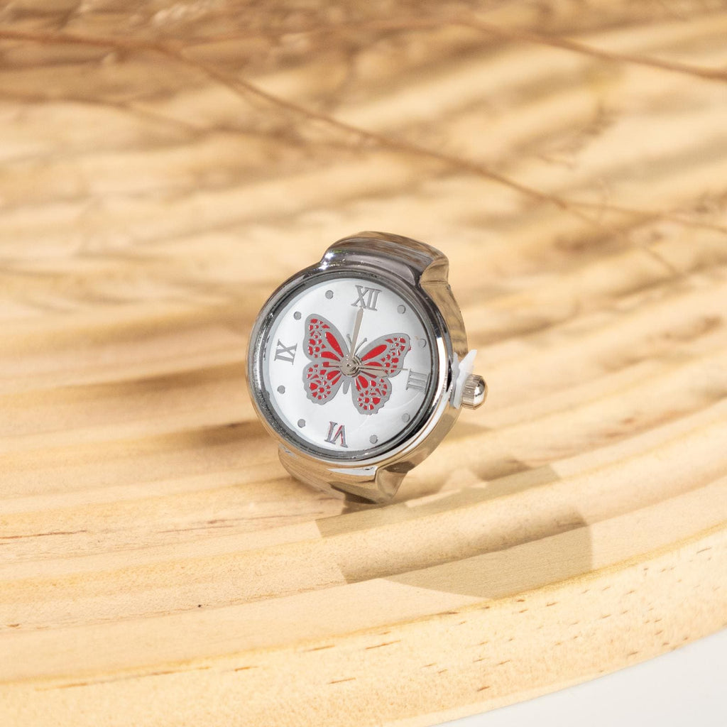 Oryeia Butterfly Ring Watch Quartz Analog Adjustable Stretch Band