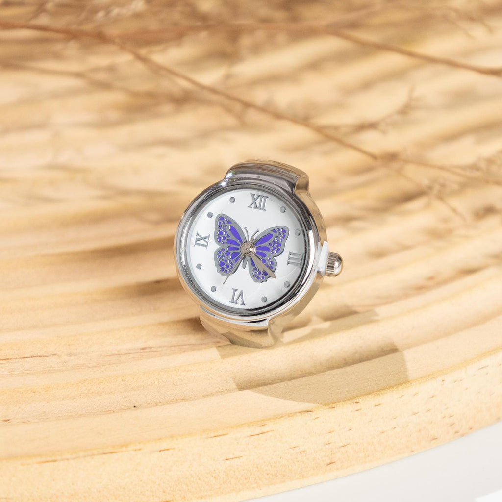 Oryeia Butterfly Ring Watch Quartz Analog Adjustable Stretch Band