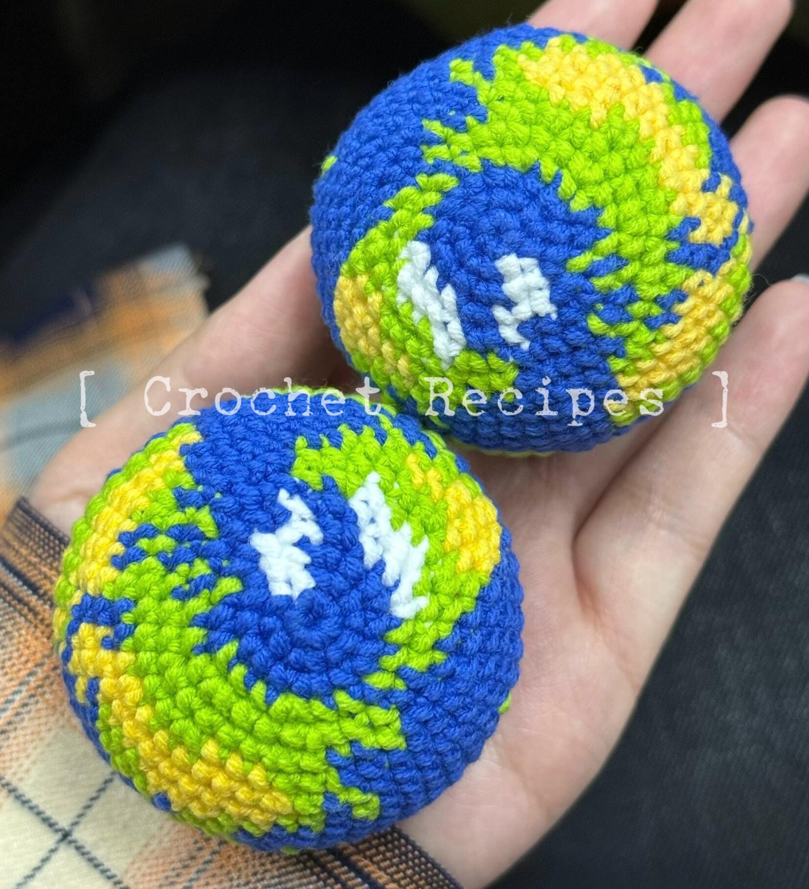 CrochetRecipe Earth Hacky Sack Crochet Footbag 2.2in