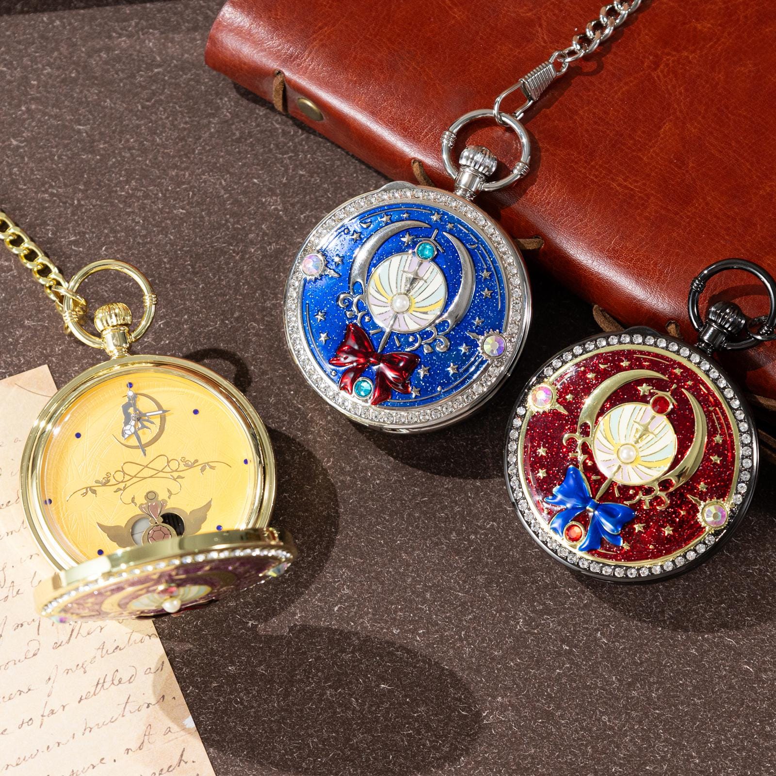 Oryeia Personalized Musical Pocket Watch with Custom Photo Moon Design