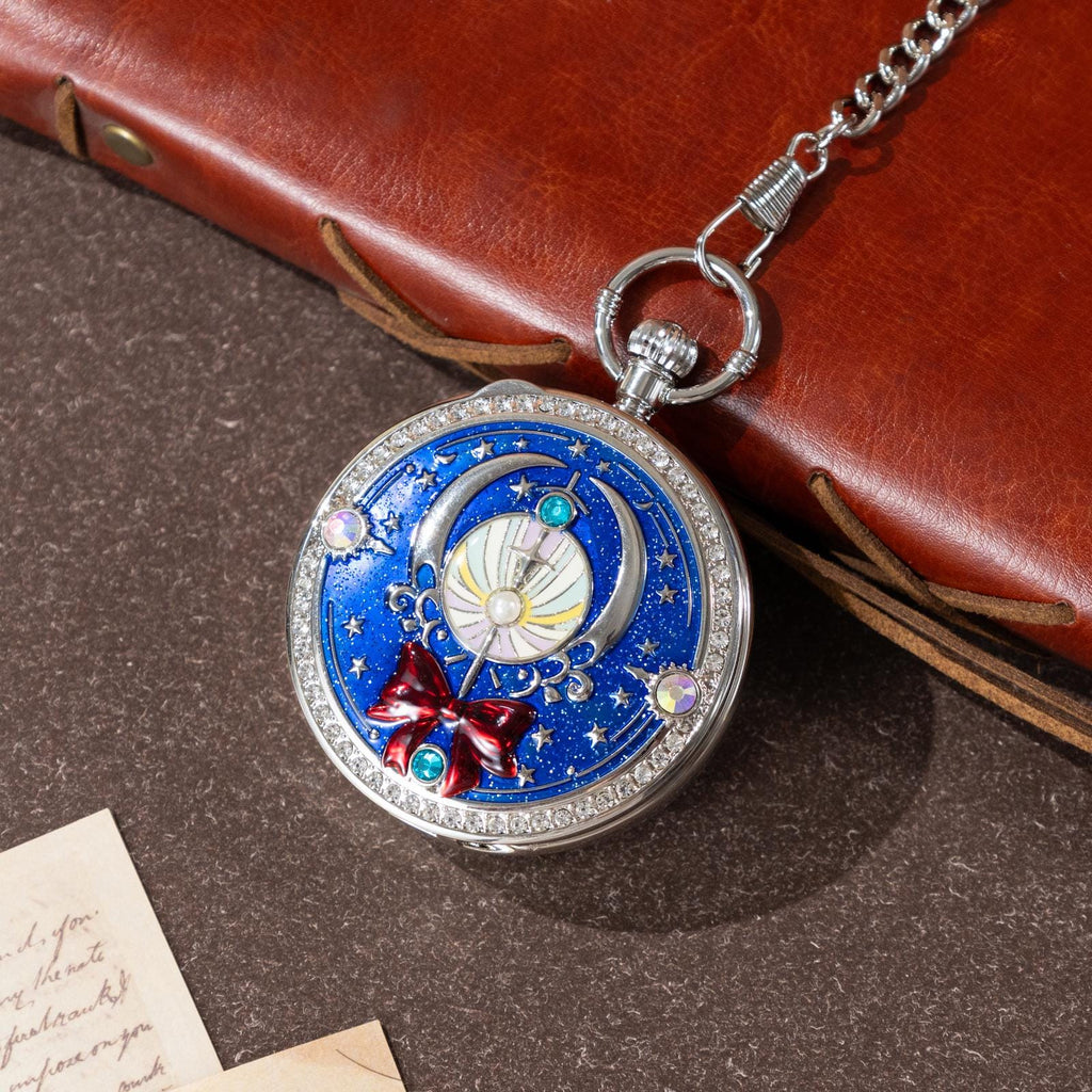 Oryeia Personalized Musical Pocket Watch with Custom Photo Moon Design