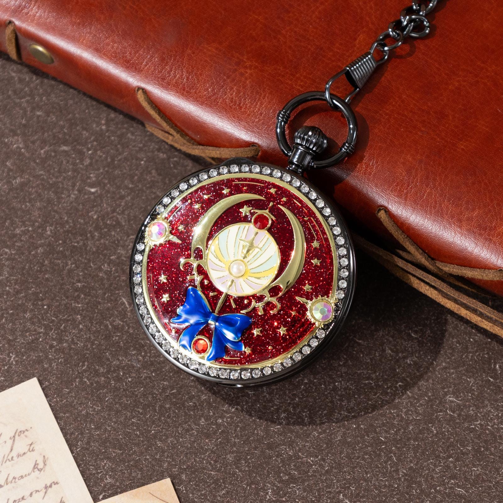 Oryeia Personalized Musical Pocket Watch with Custom Photo Moon Design