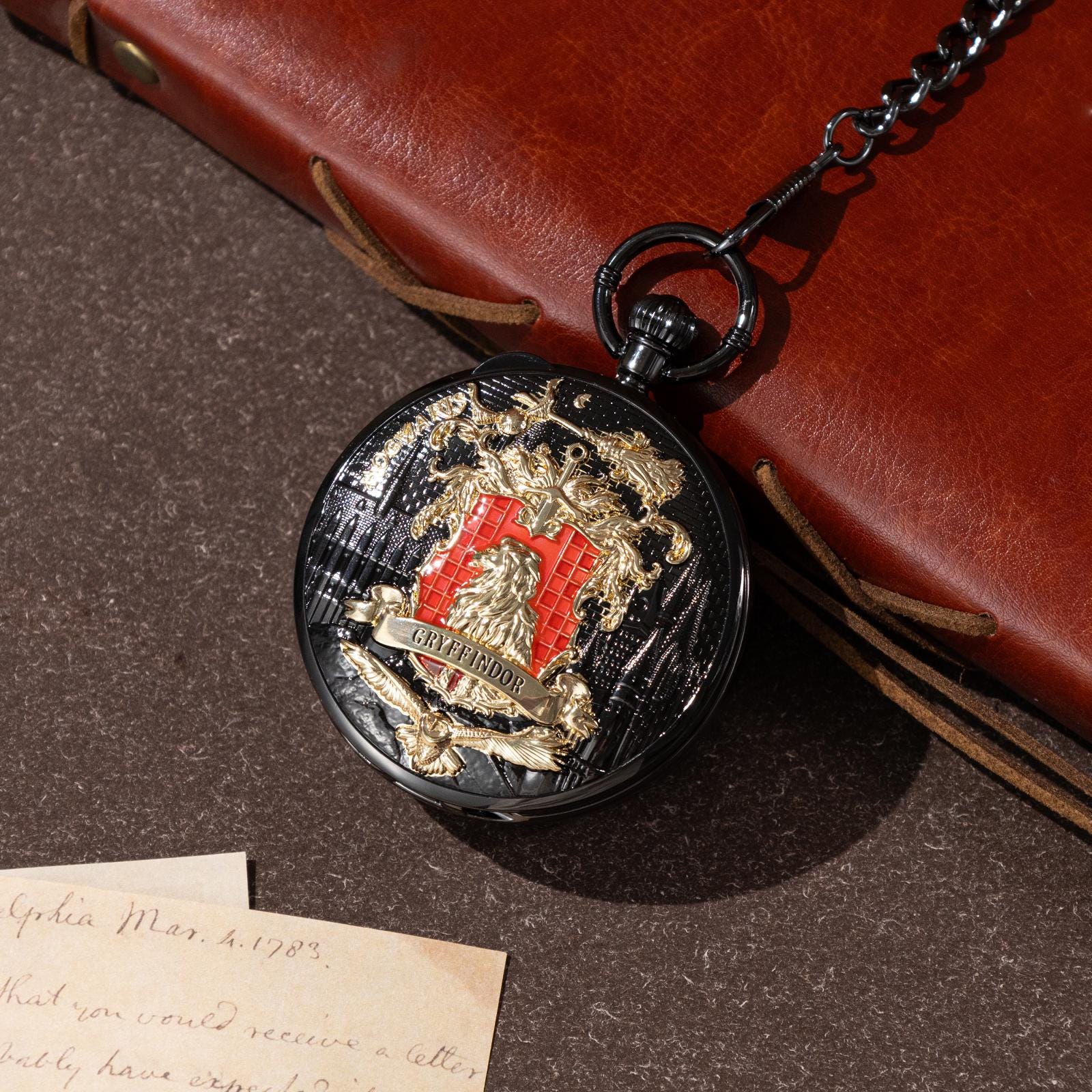Oryeia Retro Crest Lion Musical Pocket Watch Engraved Music Box