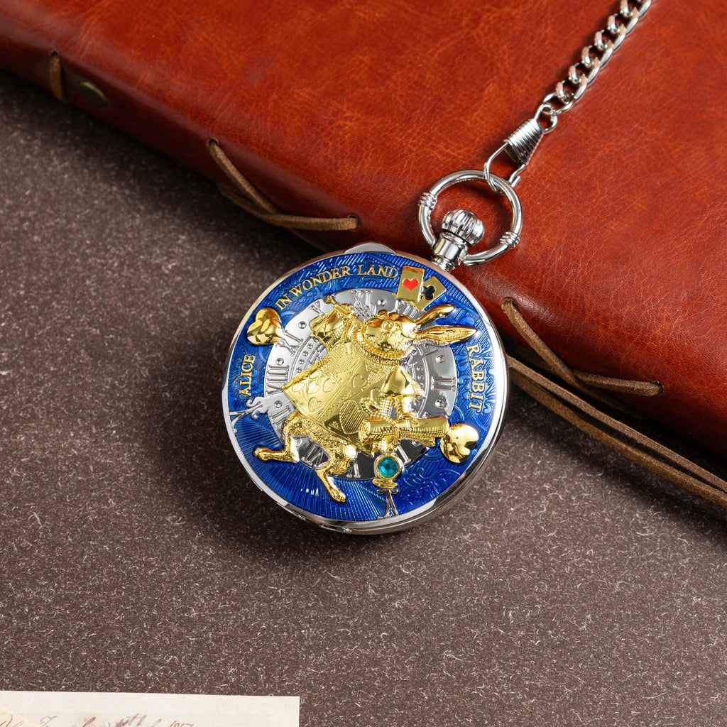 Oryeia Pocket Watch White Rabbit Musical Custom Photo