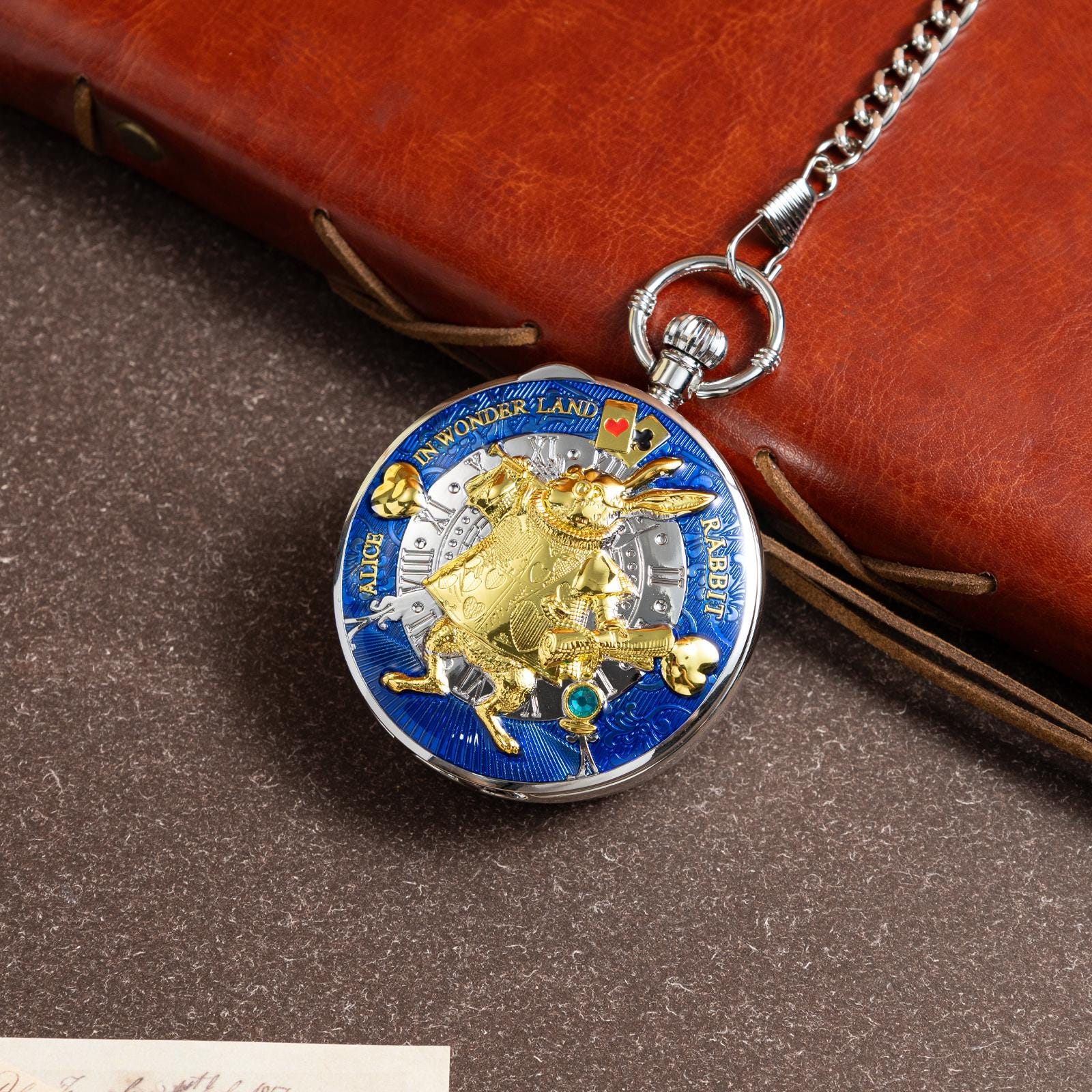 Oryeia Pocket Watch White Rabbit Musical Custom Photo