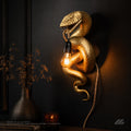 April16studio Gold Snake Wall Light Handcrafted Serpent Accent Lamp 19in
