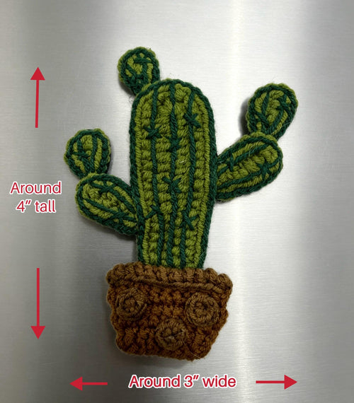 CrochetRecipe Handmade Crochet Plant Fridge Refrigerator Magnets Mini Potted Flower 3in