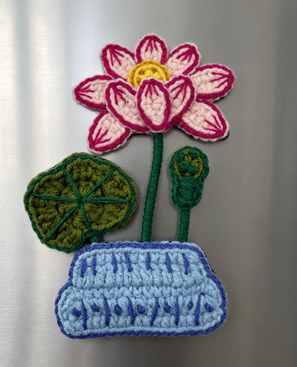 CrochetRecipe Handmade Crochet Plant Fridge Refrigerator Magnets Mini Potted Flower 3in