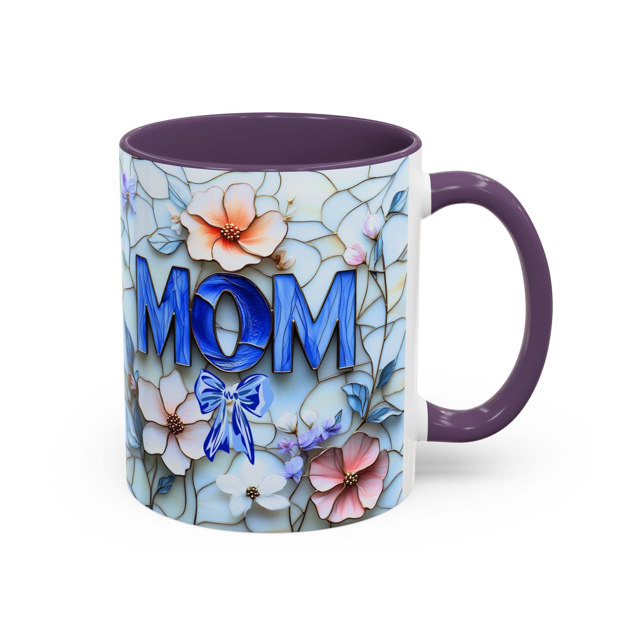 Stained Glass Style Floral MOM Mug
