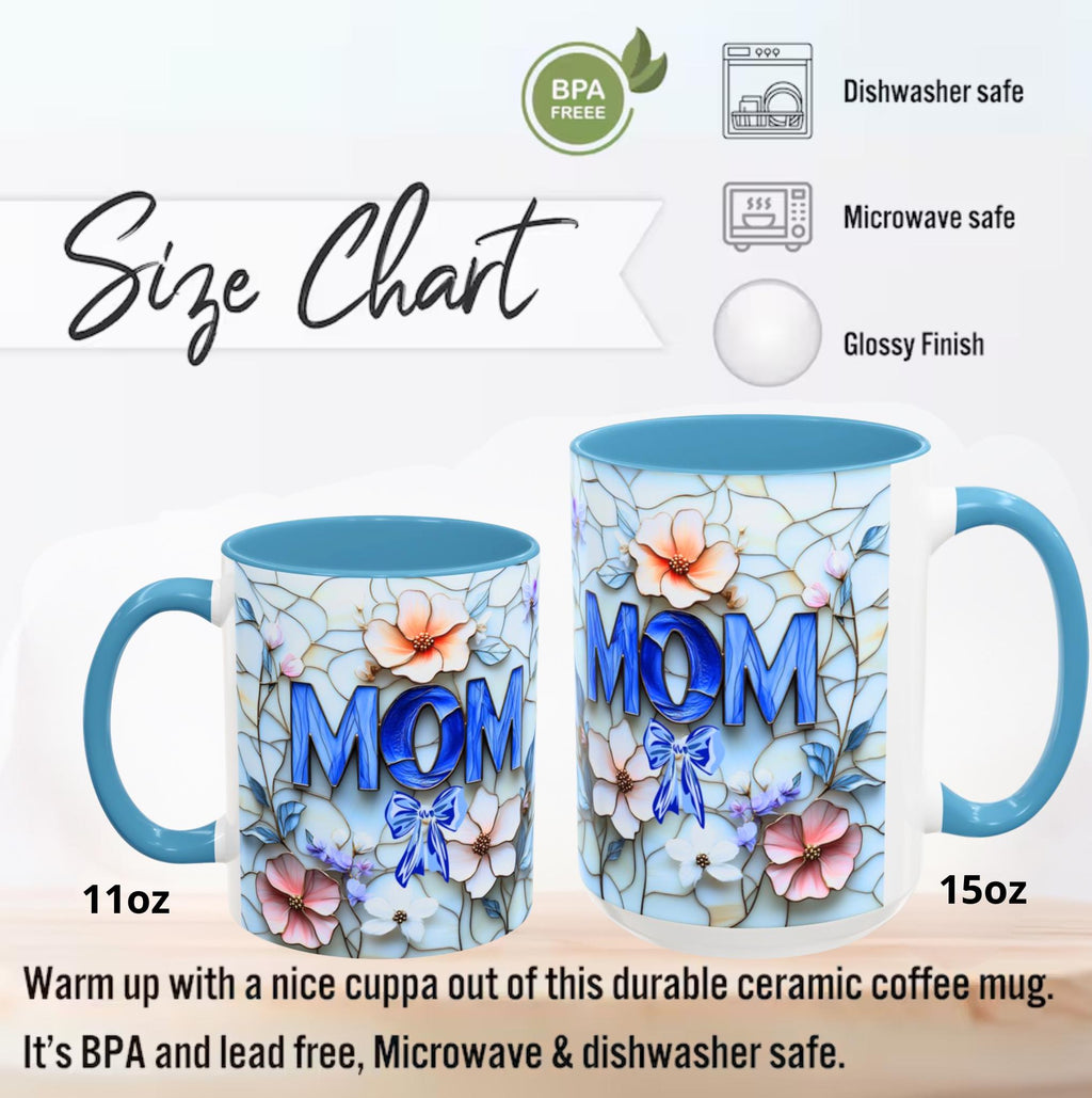 Stained Glass Style Floral MOM Mug
