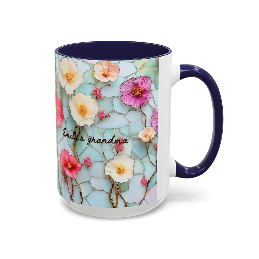 Personalized Floral Ceramic Grandma Mug Custom Grandchild Name Coffee Cup
