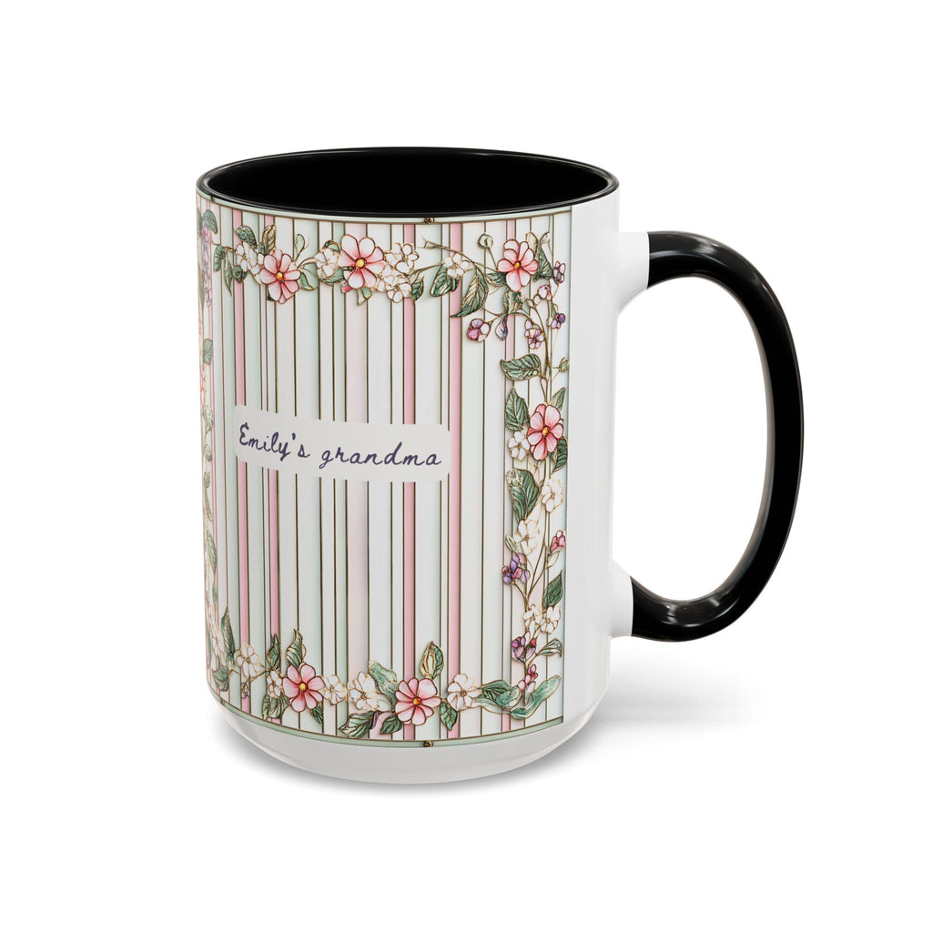 LELORESTORE Personalized Grandma Floral Stripe Mug Custom Grandkids Names
