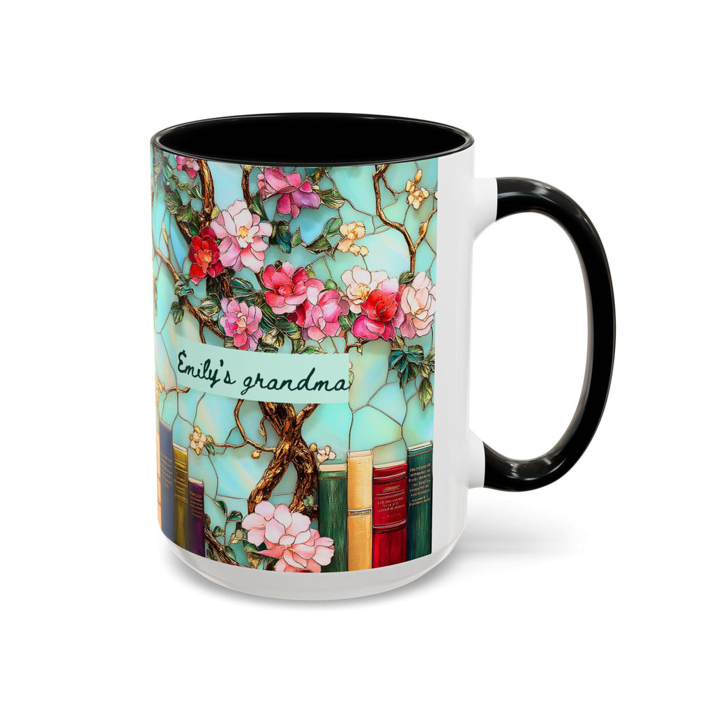 Personalized Grandma Custom Mug Name Floral Faux Stained Glass Coffee Cup