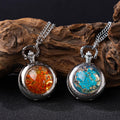 Oryeia Preserved Flower Pocket Watch Necklace Handcrafted Resin Dome