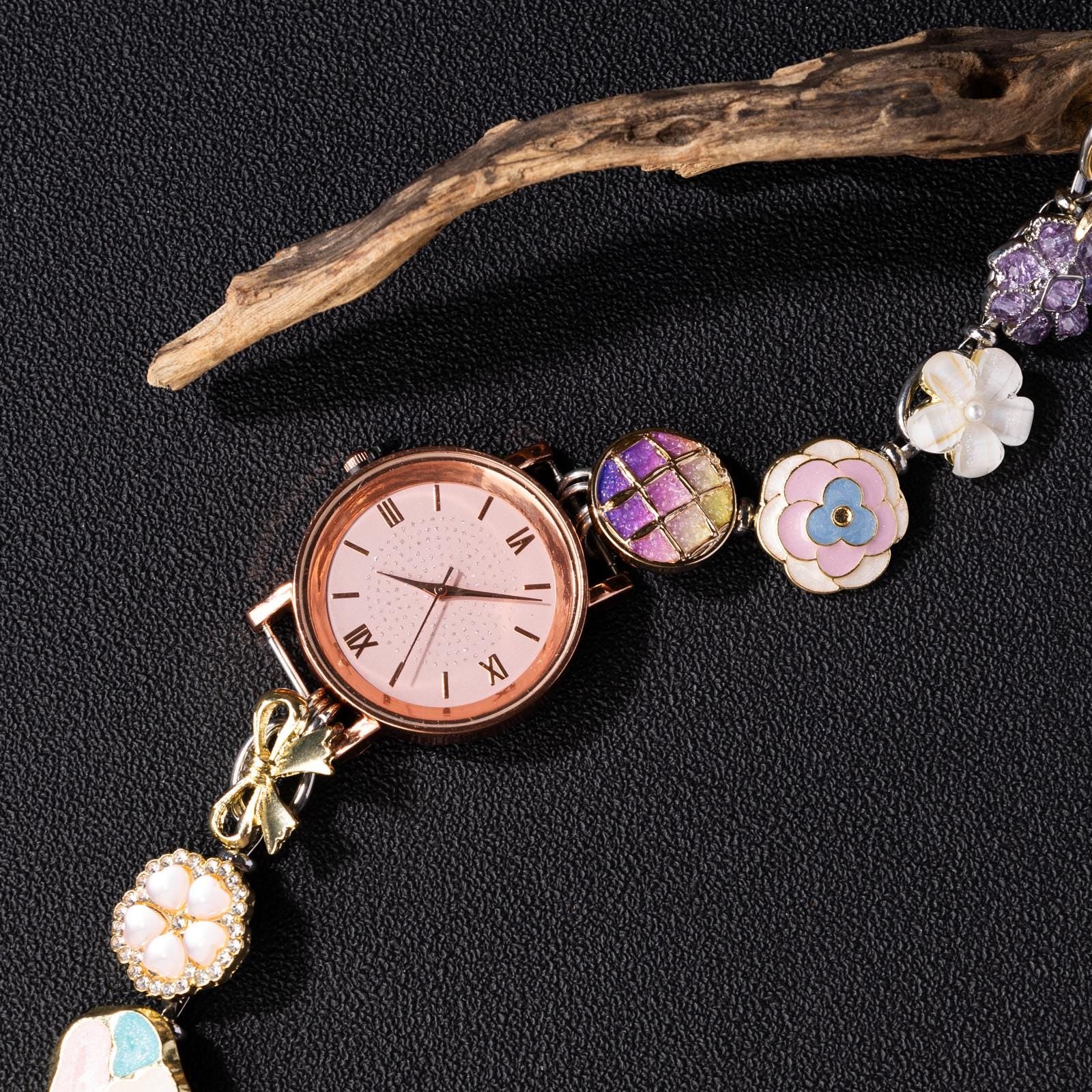 Oryeia Handmade Vintage Watch Face Purse Strap Adjustable Rose Gold