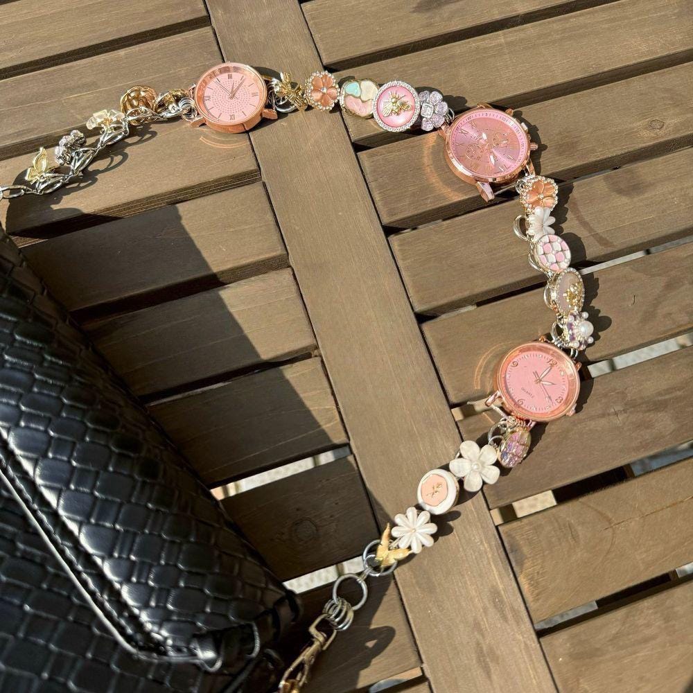 Oryeia Handmade Vintage Watch Face Purse Strap Adjustable Rose Gold