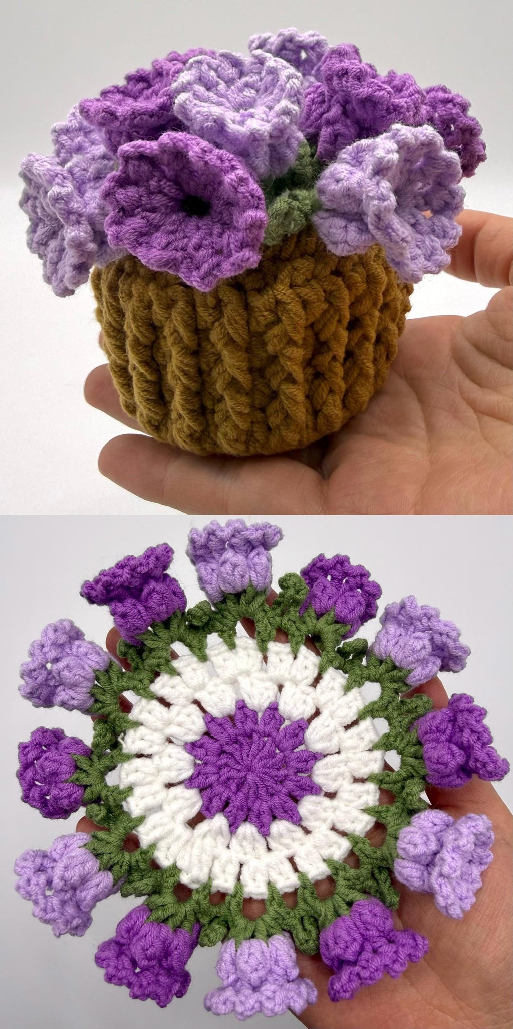 CrochetRecipe Handmade Crochet Flower Coaster Set With Basket Holder