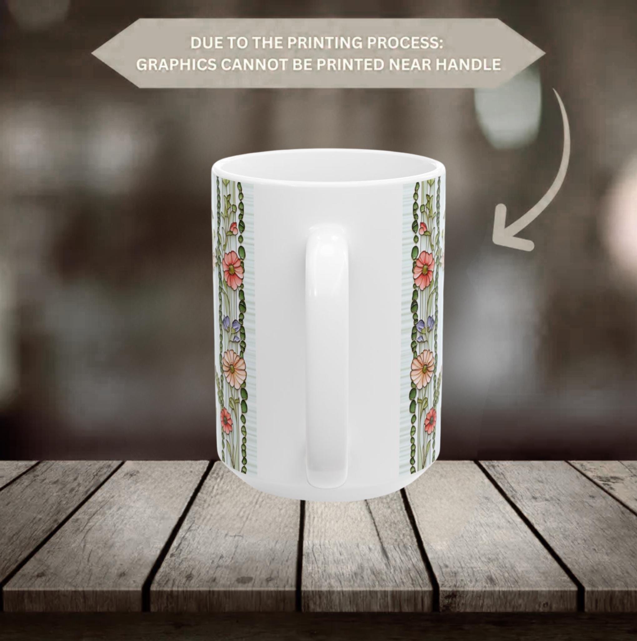 LELORESTORE Personalized Gigi Floral Botanical Ceramic Coffee Mug