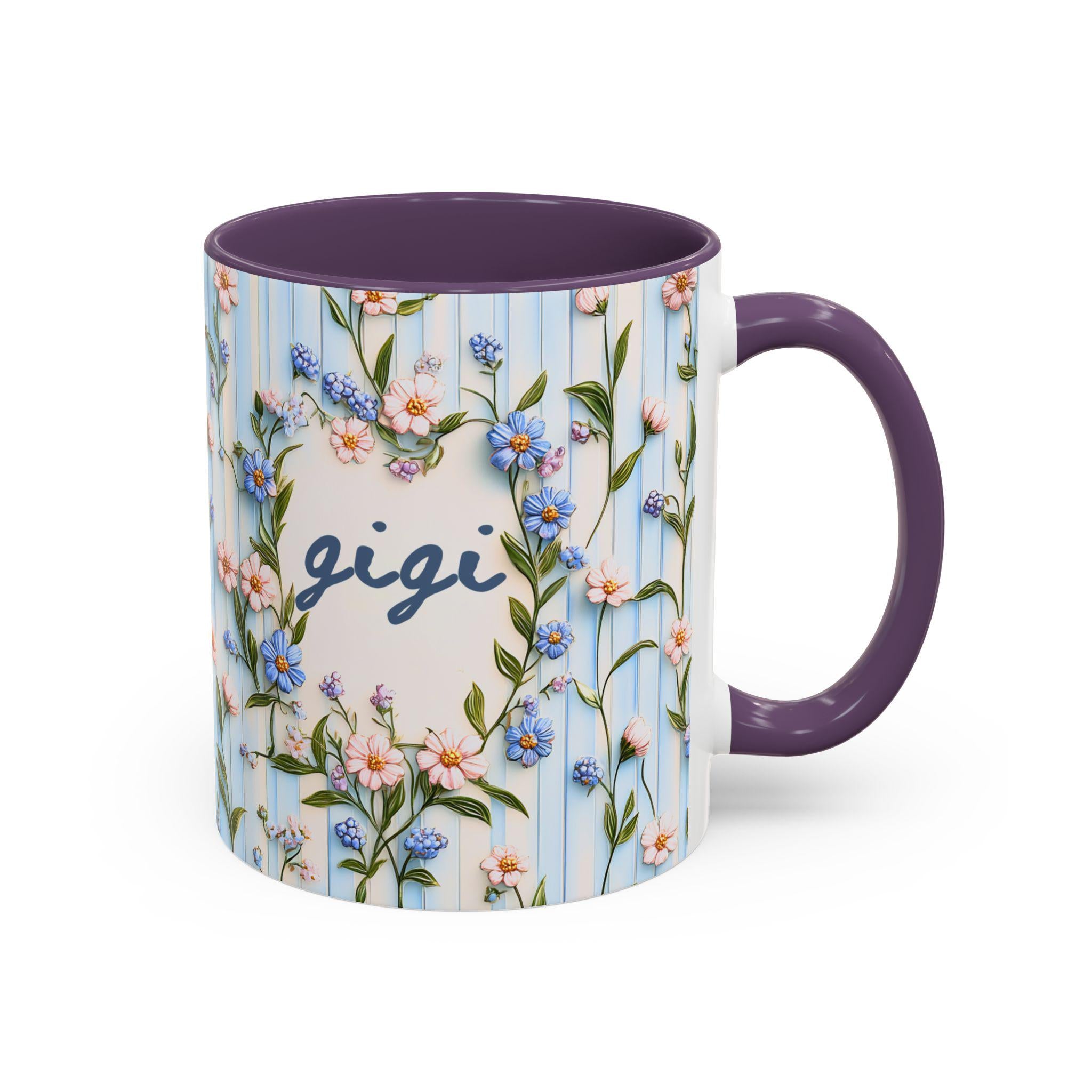 LELORESTORE Personalized Gigi Floral Mug Custom Name Coffee Cup