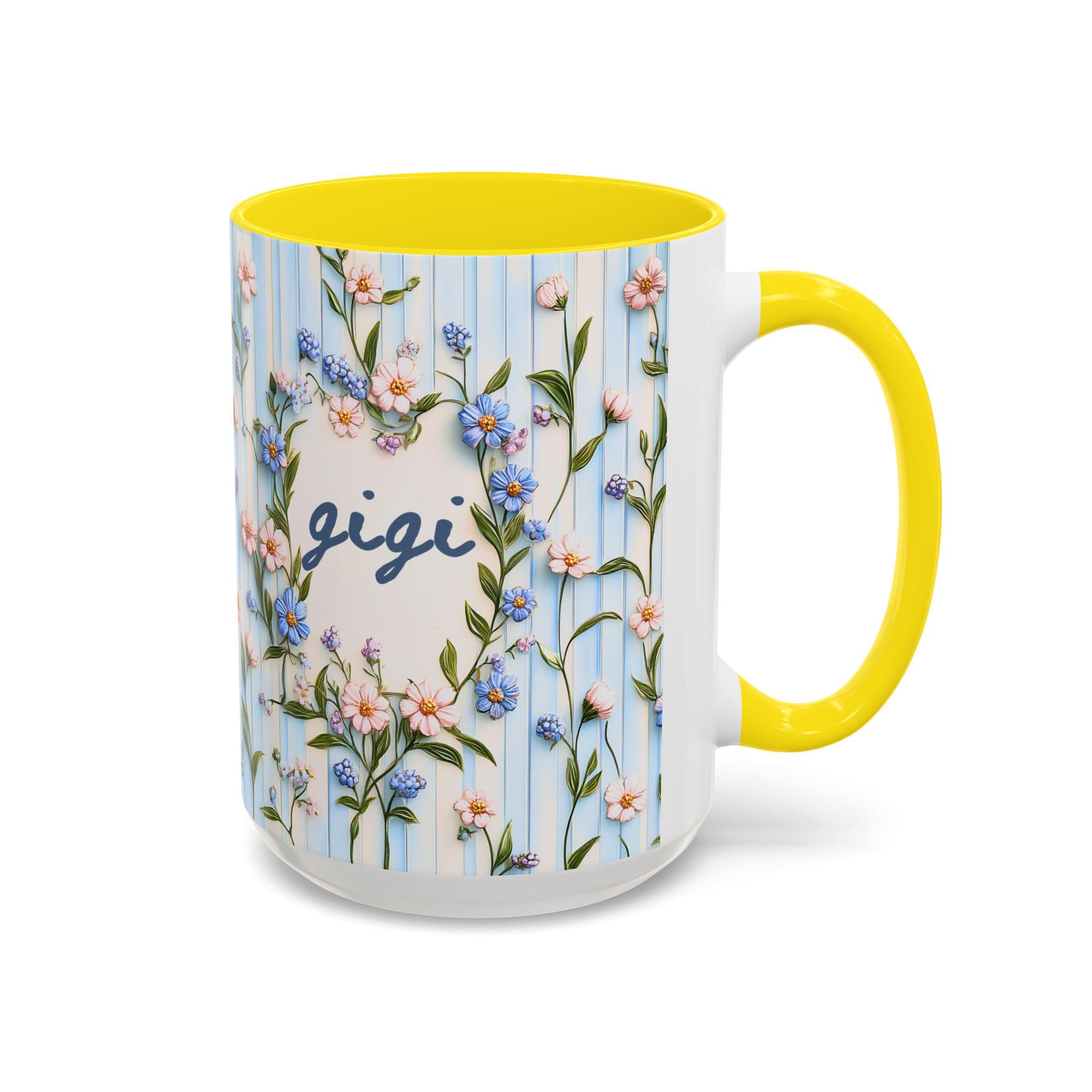 LELORESTORE Personalized Gigi Floral Mug Custom Name Coffee Cup