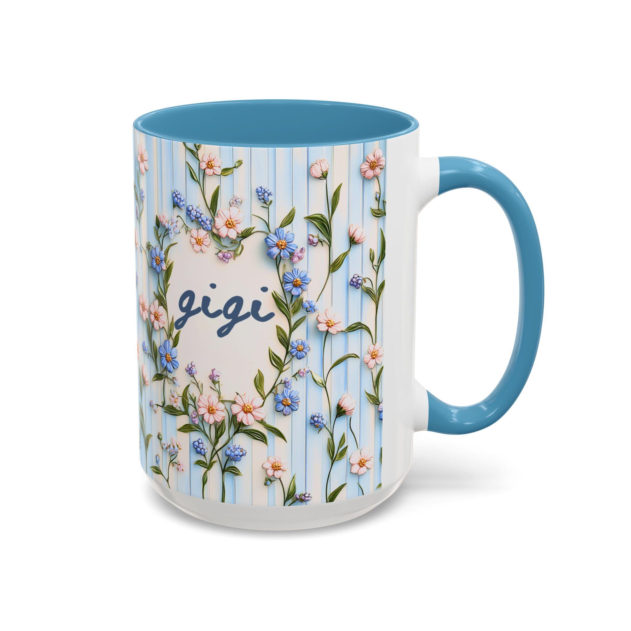 LELORESTORE Personalized Gigi Floral Mug Custom Name Coffee Cup