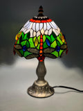 U2Antique Dragonfly Tiffany Table Lamp Stained Glass 8in