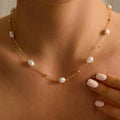 EcloraTreasures Baroque Genuine Freshwater Pearl Necklace 16in Gold