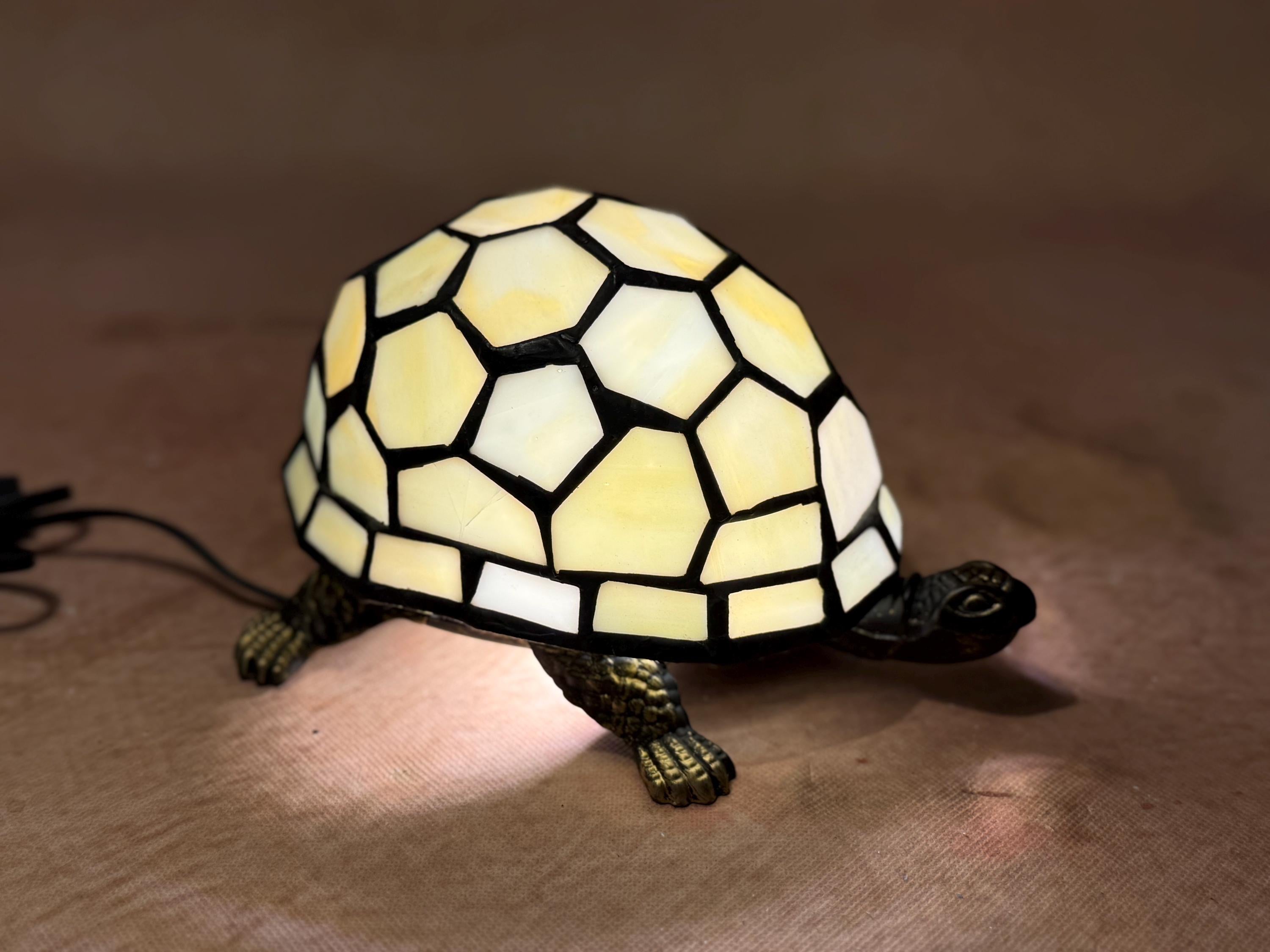 Turtle Tiffany Table Lamp Antique Stained Glass Decorative Night Light