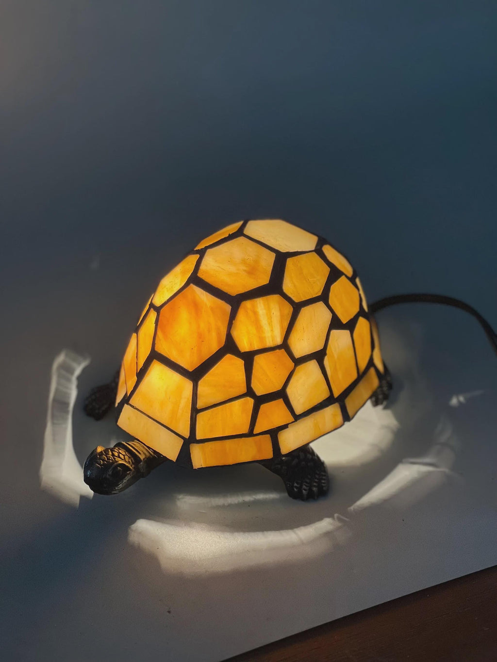 Turtle Tiffany Table Lamp Antique Stained Glass Decorative Night Light
