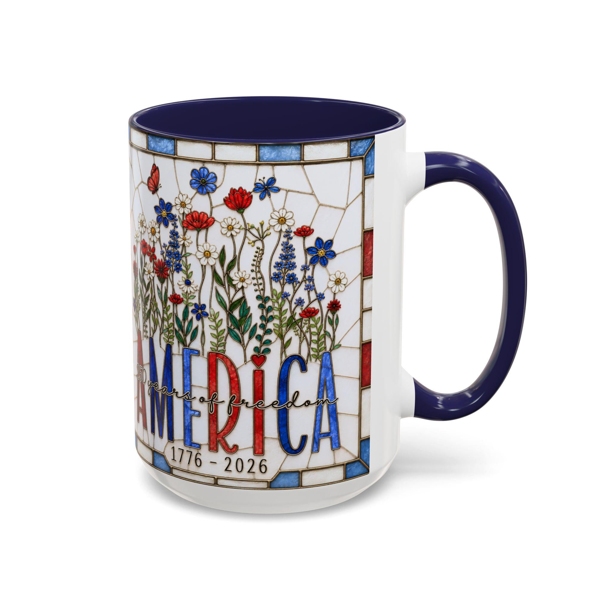 LELORESTORE America 250 Faux Stained Glass Wildflower Coffee Mug