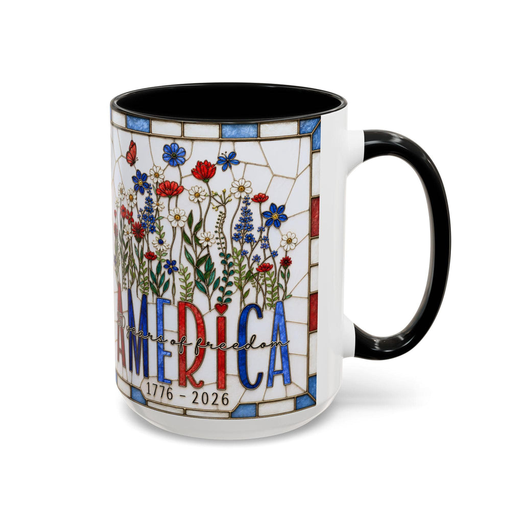 LELORESTORE America 250 Faux Stained Glass Wildflower Coffee Mug
