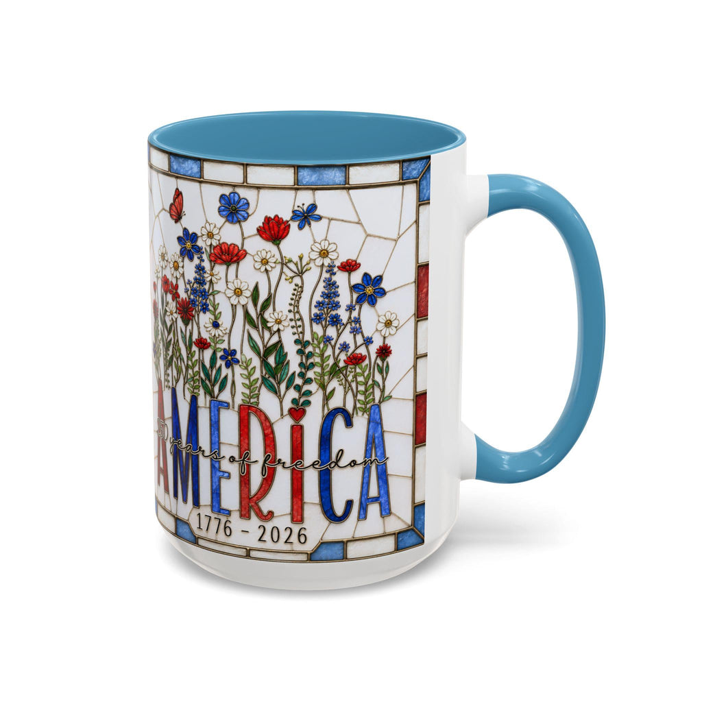 LELORESTORE America 250 Faux Stained Glass Wildflower Coffee Mug