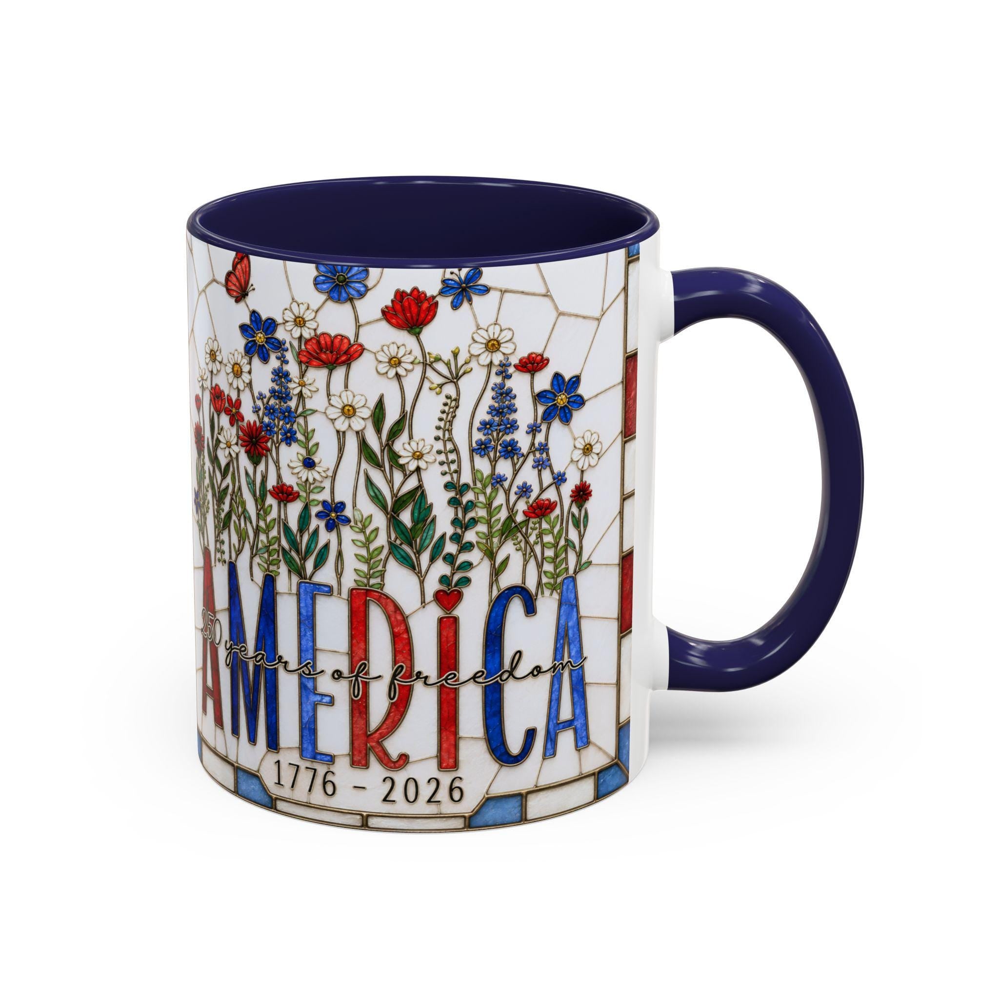 LELORESTORE America 250 Faux Stained Glass Wildflower Coffee Mug