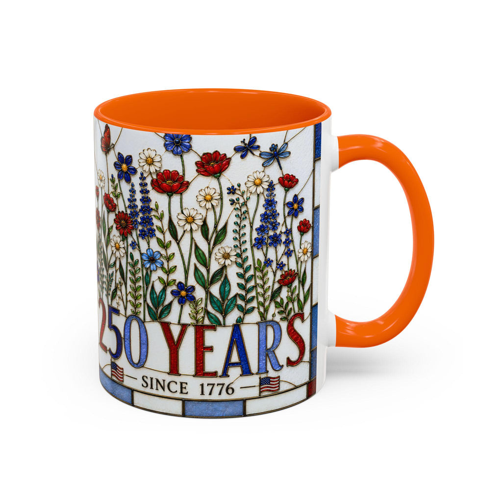 LELORESTORE America 250 Faux Stained Glass Patriotic Floral Mug