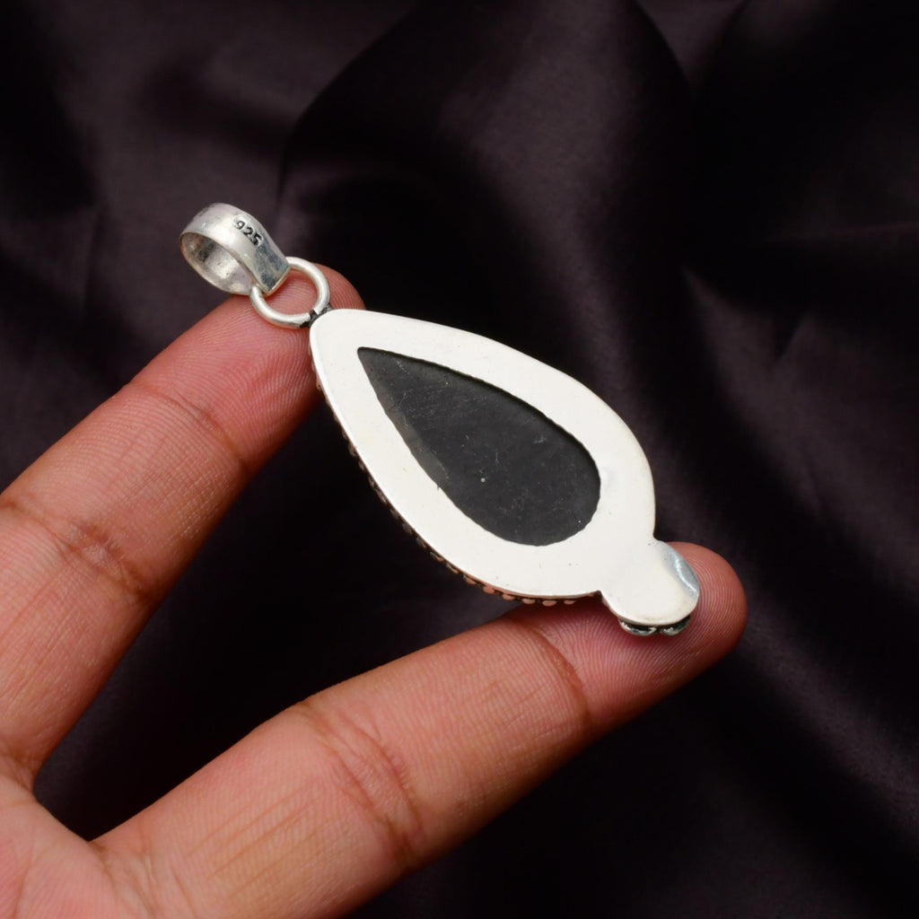 EkkJewels Handmade Abalone Shell 925 Sterling Silver Pendant Necklace