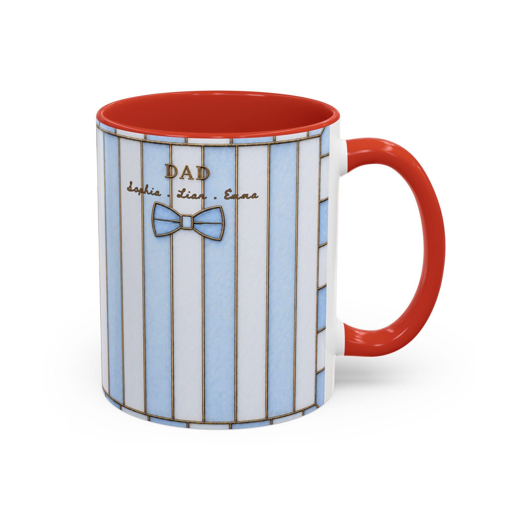 Personalized Dad Mug With Kids Names Custom Stripe Coffee Mug