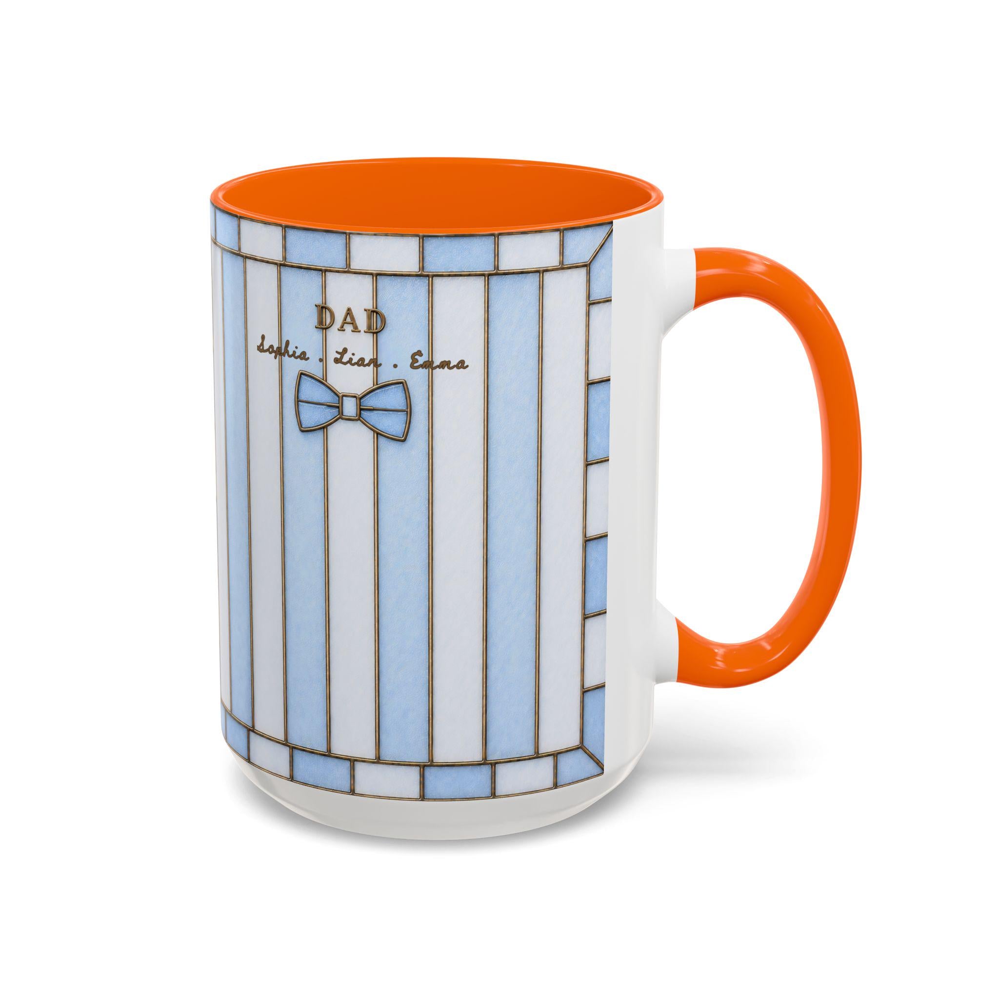 Personalized Dad Mug With Kids Names Custom Stripe Coffee Mug