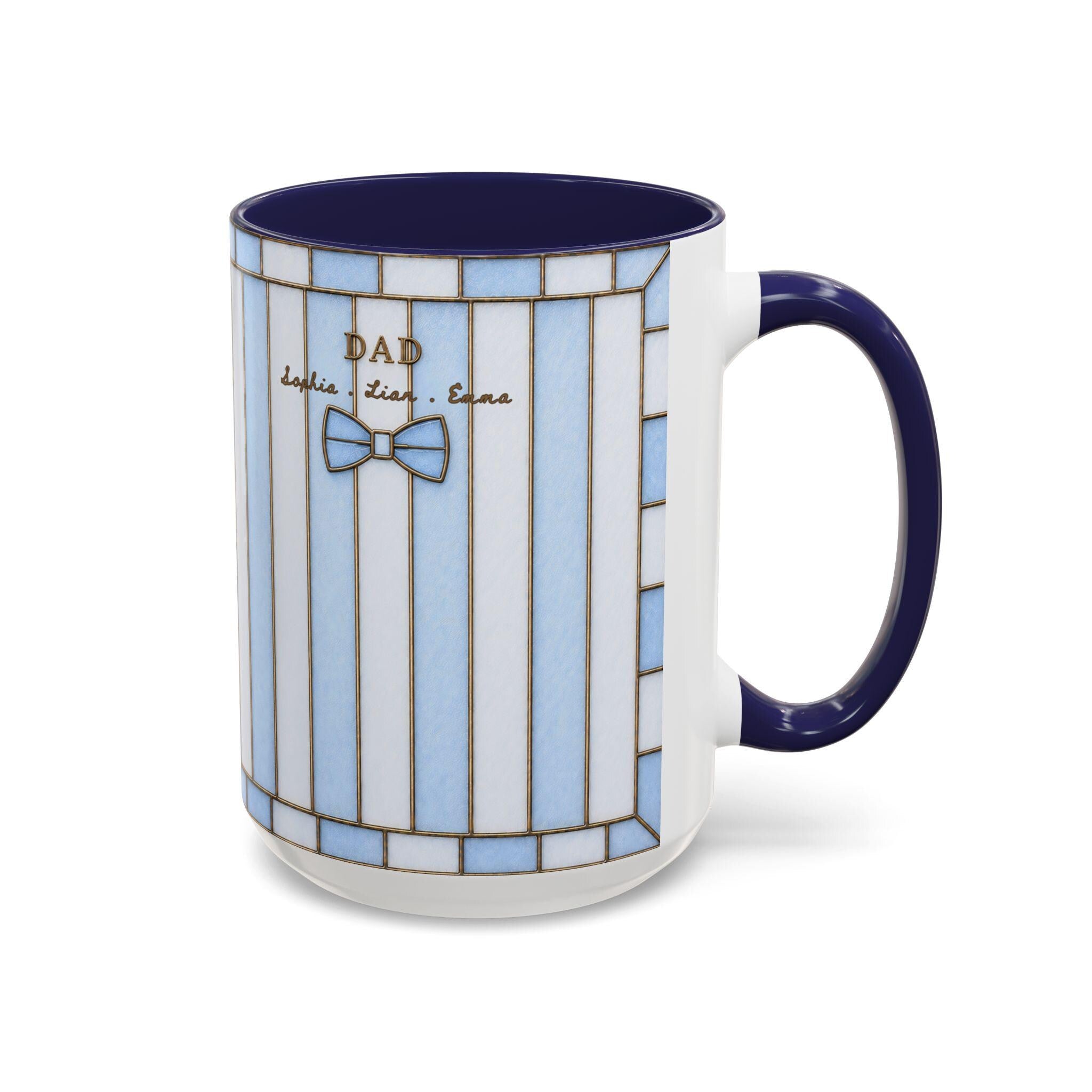 Personalized Dad Mug With Kids Names Custom Stripe Coffee Mug