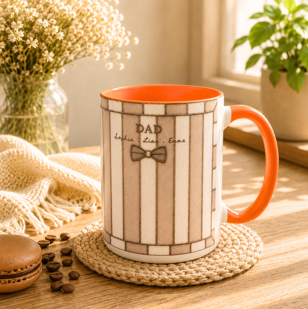 Custom Striped Dad Mug, Personalized Name Cup, Father's Day Gift