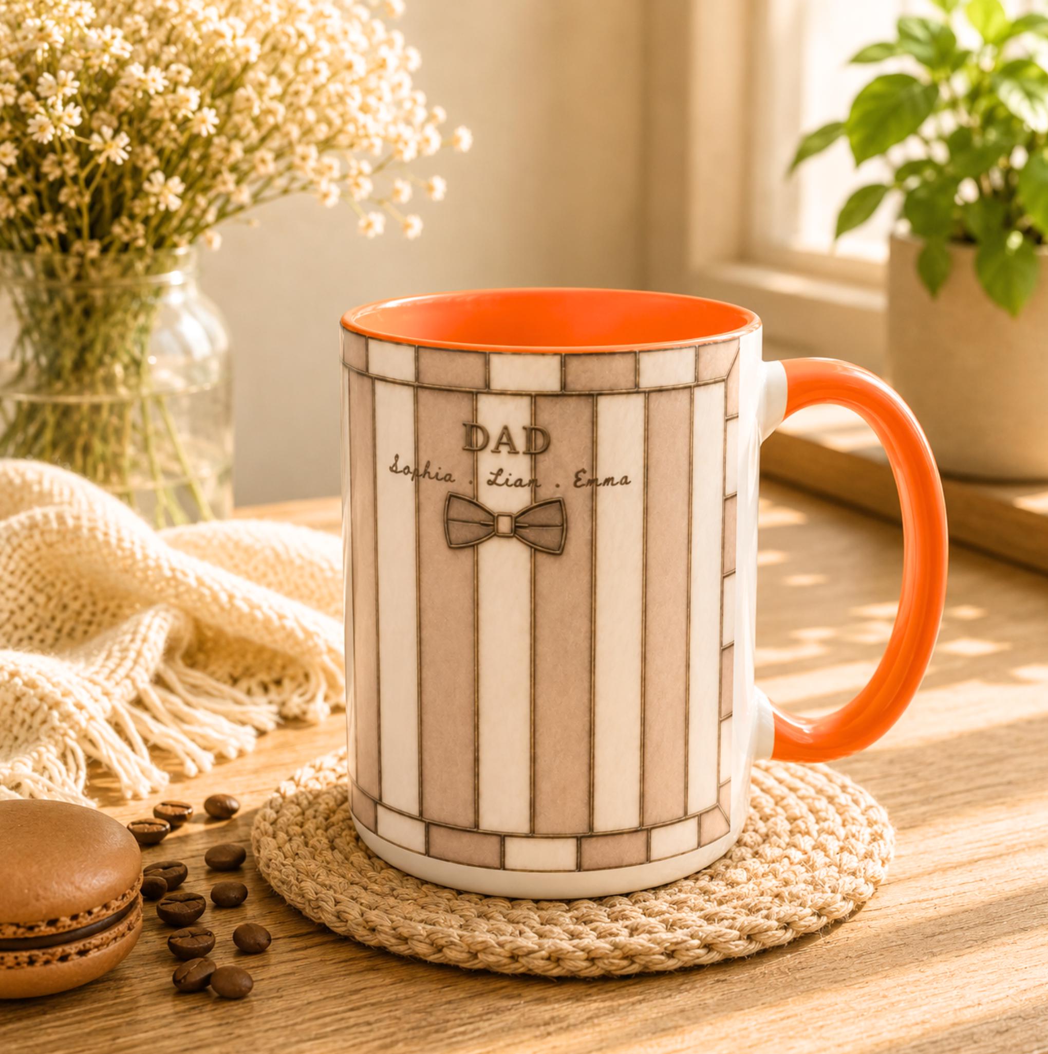 Custom Striped Dad Mug, Personalized Name Cup, Father's Day Gift